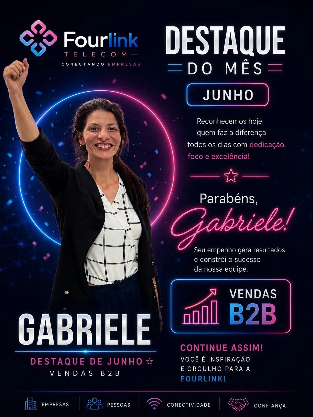 Gabriele, vendedora da Fourlink responsável pelo atendimento à Comprec